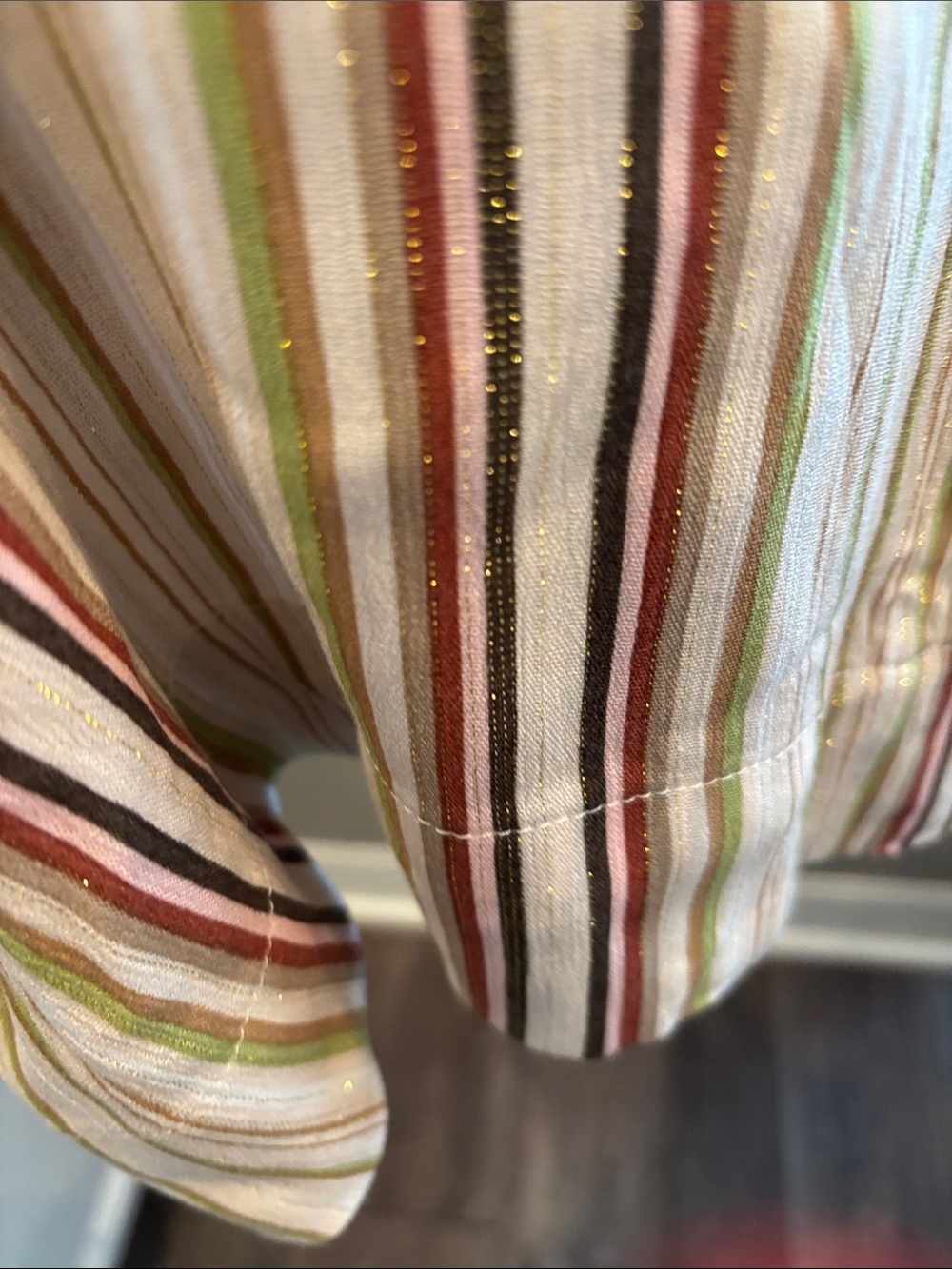 Striped Two-Piece Lounge Set in Cream and Rust stripe with seashells on crop nwt - Picture 6 of 6